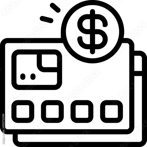 credit card line icon. Clean and minimalist vector icon for websites, mobile apps, presentations, and logos. Fully scalable and customizable for any project.