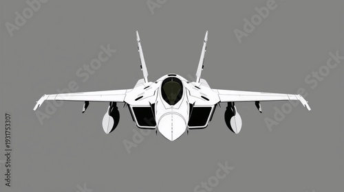 Vector Illustration of Fighter  Jet Black and White