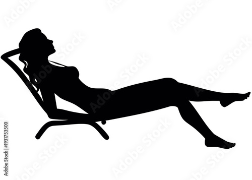 Woman relaxing on lounge chair in serene summer pose