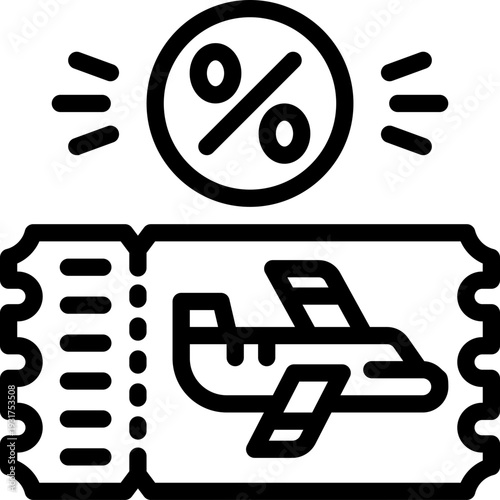 discount ticket line icon. Clean and minimalist vector icon for websites, mobile apps, presentations, and logos. Fully scalable and customizable for any project.