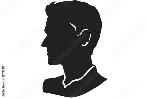 Silhouette of a young man in profile with short hair
