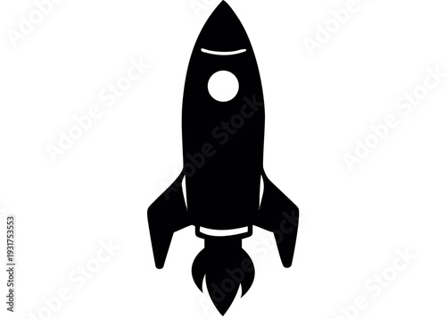 Modern rocket ship blasting off into space with sleek design