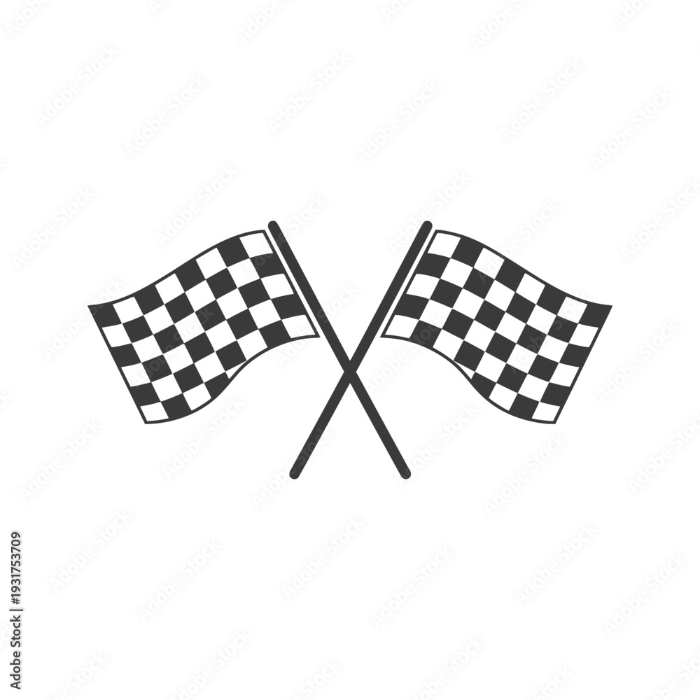 Fototapeta premium flag, racing, checkered, finish, motorsport, race, speed, competition, icon, vector, svg, symbol, minimal, flat, crossed, sport, banner, automotive