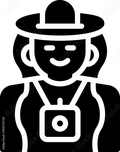 tourist glyph icon. Strong and solid vector icon for websites, mobile interfaces, presentations, and visual branding. High quality and easy to edit.