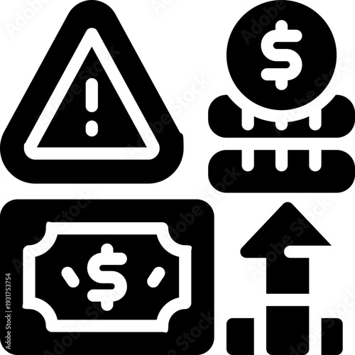 over budget glyph icon. Strong and solid vector icon for websites, mobile interfaces, presentations, and visual branding. High quality and easy to edit.