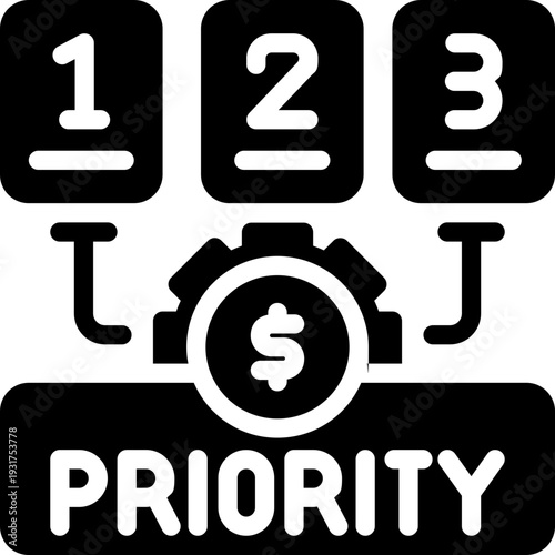 priority guide glyph icon. Strong and solid vector icon for websites, mobile interfaces, presentations, and visual branding. High quality and easy to edit.