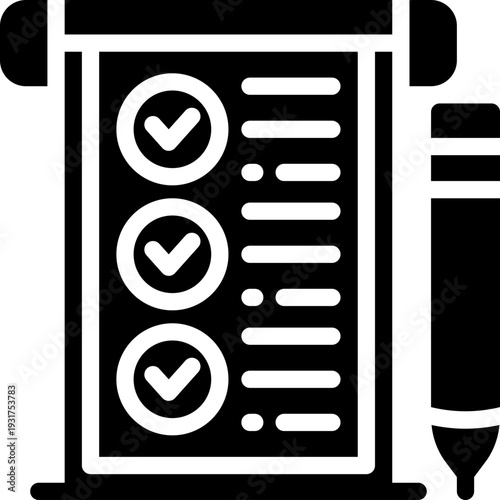 task list glyph icon. Strong and solid vector icon for websites, mobile interfaces, presentations, and visual branding. High quality and easy to edit.