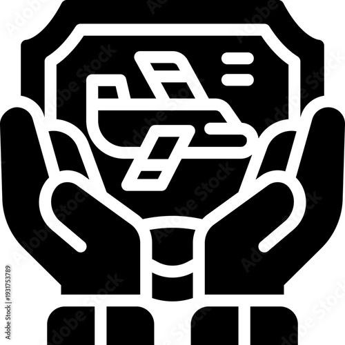 travel insurance glyph icon. Strong and solid vector icon for websites, mobile interfaces, presentations, and visual branding. High quality and easy to edit.