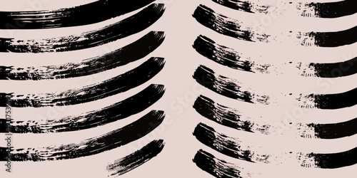 Abstract brushstrokes create a bold repeating pattern on a pale background