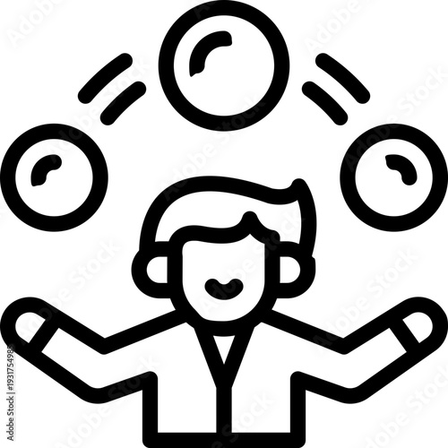 juggling line icon. Clean and minimalist vector icon for websites, mobile apps, presentations, and logos. Fully scalable and customizable for any project.