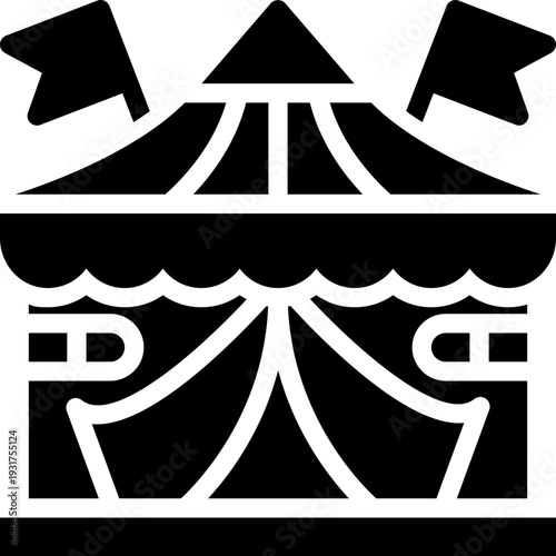 tent glyph icon. Strong and solid vector icon for websites, mobile interfaces, presentations, and visual branding. High quality and easy to edit.