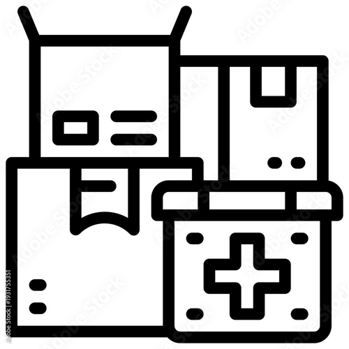 boxes line icon. Clean and minimalist vector icon for websites, mobile apps, presentations, and logos. Fully scalable and customizable for any project.