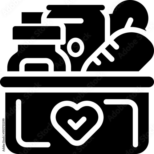 food donation glyph icon. Strong and solid vector icon for websites, mobile interfaces, presentations, and visual branding. High quality and easy to edit.