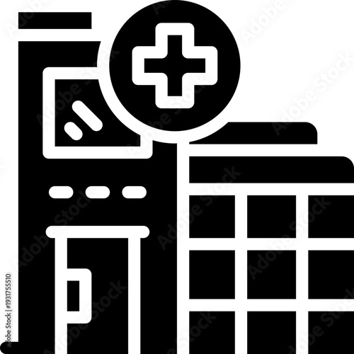 medical center glyph icon. Strong and solid vector icon for websites, mobile interfaces, presentations, and visual branding. High quality and easy to edit.
