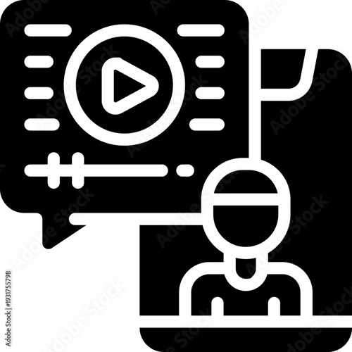 video chat glyph icon. Strong and solid vector icon for websites, mobile interfaces, presentations, and visual branding. High quality and easy to edit.