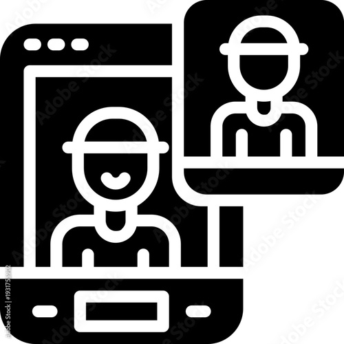 video call glyph icon. Strong and solid vector icon for websites, mobile interfaces, presentations, and visual branding. High quality and easy to edit.