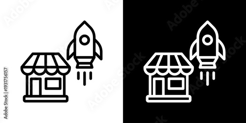 Startup Icon Set Vector Collection Isolated In Black And White