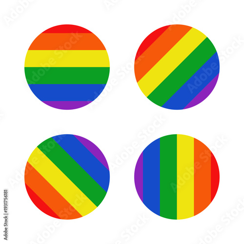LGBT flag. Round logo icon sign. Concept brand emblem. Decorative element. Pride month badge. Human rights trendy design Fashion print clothes greeting invitation card cover flyer poster banner ad
