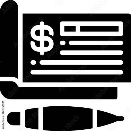 checkbook glyph icon. Strong and solid vector icon for websites, mobile interfaces, presentations, and visual branding. High quality and easy to edit.