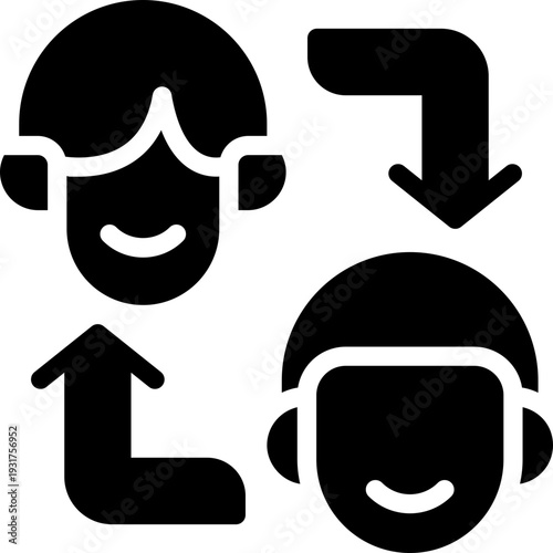 employee change glyph icon. Strong and solid vector icon for websites, mobile interfaces, presentations, and visual branding. High quality and easy to edit.