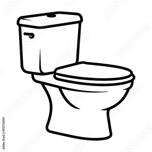 Minimalist illustration of a modern bathroom toilet with sleek tank and rounded seat showcasing clean lines and functional design for interior decor inspiration