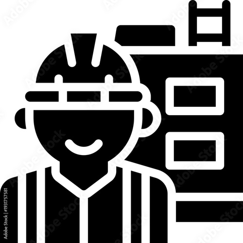 contractor glyph icon. Strong and solid vector icon for websites, mobile interfaces, presentations, and visual branding. High quality and easy to edit.