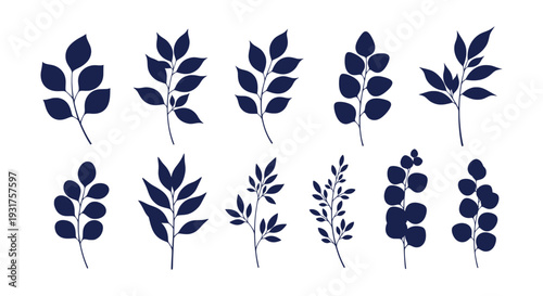 Vector Set of Blue Grocery Shopping Bag Box and Basket Icons for Food Delivery and Market Concept