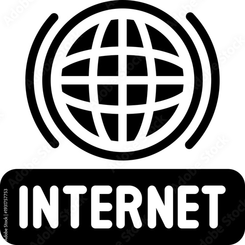 internet glyph icon. Strong and solid vector icon for websites, mobile interfaces, presentations, and visual branding. High quality and easy to edit.