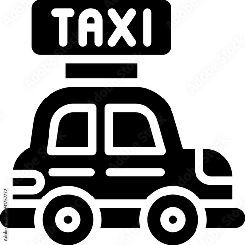taxi glyph icon. Strong and solid vector icon for websites, mobile interfaces, presentations, and visual branding. High quality and easy to edit.