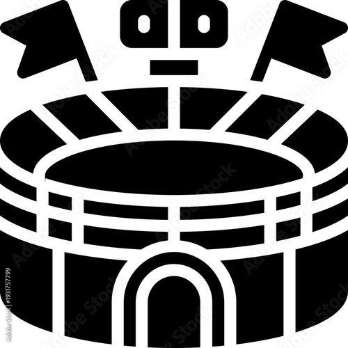 stadium glyph icon. Strong and solid vector icon for websites, mobile interfaces, presentations, and visual branding. High quality and easy to edit.