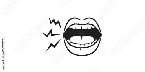 Verbal abuse shouting icon, single minimal vector design, black and white only, flat silhouette style, clean outline, isolated on white background, simple stock illustration.
