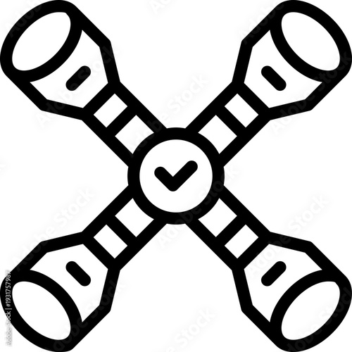 cross wrench line icon. Clean and minimalist vector icon for websites, mobile apps, presentations, and logos. Fully scalable and customizable for any project.