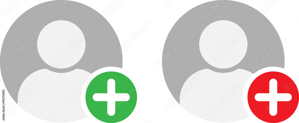 Obraz premium Two users with plus signs for approval and rejection