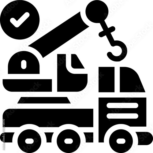 crane glyph icon. Strong and solid vector icon for websites, mobile interfaces, presentations, and visual branding. High quality and easy to edit.