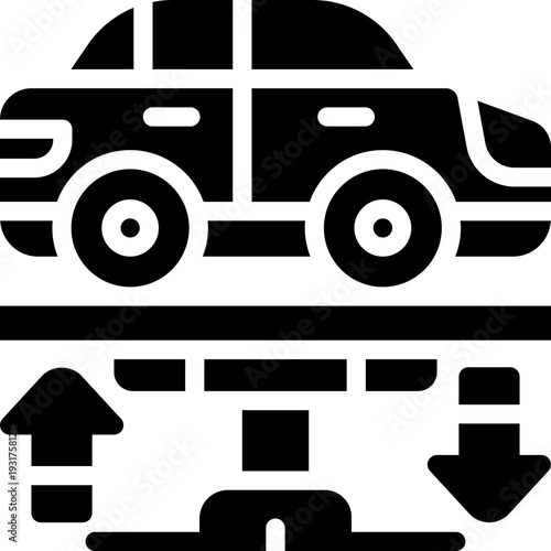 car lift glyph icon. Strong and solid vector icon for websites, mobile interfaces, presentations, and visual branding. High quality and easy to edit.