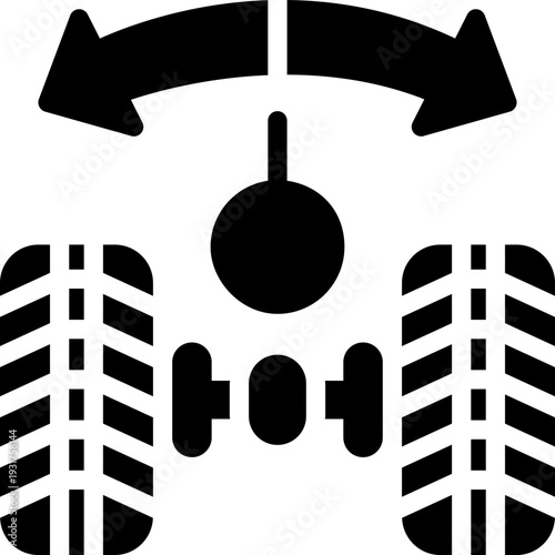 wheel alignment glyph icon. Strong and solid vector icon for websites, mobile interfaces, presentations, and visual branding. High quality and easy to edit.