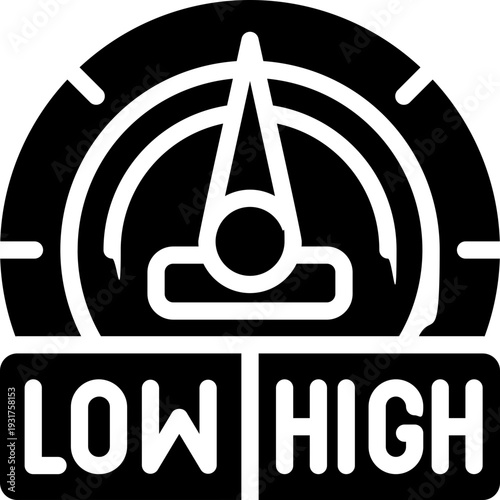 speedometer glyph icon. Strong and solid vector icon for websites, mobile interfaces, presentations, and visual branding. High quality and easy to edit.