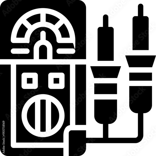 voltmeter glyph icon. Strong and solid vector icon for websites, mobile interfaces, presentations, and visual branding. High quality and easy to edit.