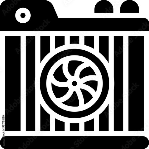 radiator glyph icon. Strong and solid vector icon for websites, mobile interfaces, presentations, and visual branding. High quality and easy to edit.