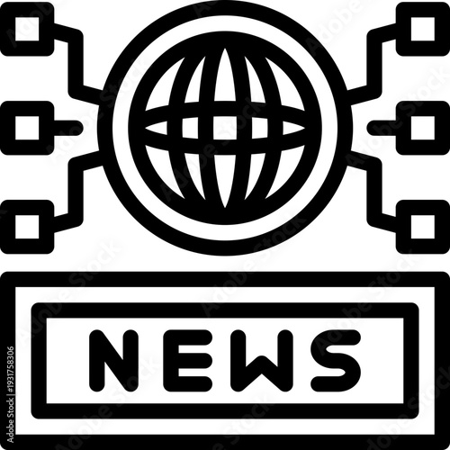 world news line icon. Clean and minimalist vector icon for websites, mobile apps, presentations, and logos. Fully scalable and customizable for any project.