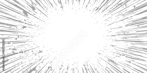 Abstract gray and white background with dynamic radial lines creating a burst effect