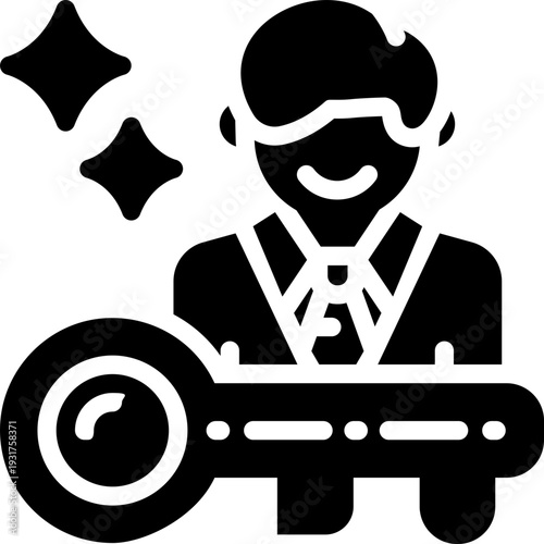 key person glyph icon. Strong and solid vector icon for websites, mobile interfaces, presentations, and visual branding. High quality and easy to edit.