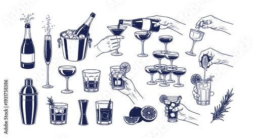 Business people silhouettes collection with corporate professionals working, meeting and presenting.