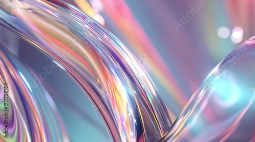 Vibrant iridescent waves dance in colorful abstract background