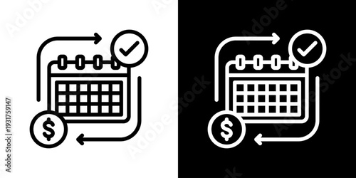 Subscription Model Icon Set Vector Collection Isolated In Black And White