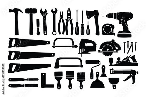 Comprehensive collection of classic hand and power tools for home improvement projects