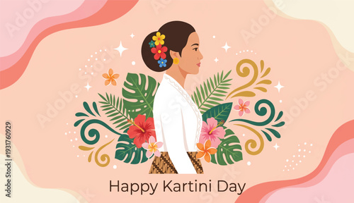 Beautiful Indonesian Woman in Traditional White Kebaya