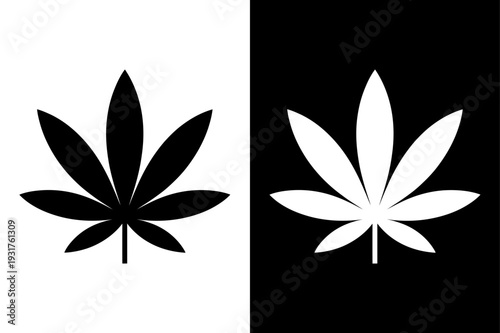 Marijuana Leaf Vector Icon. Cannabis Weed Leaf Silhouette Clip Art Design