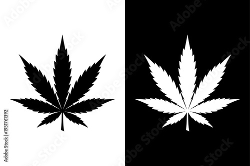 Cannabis Leaf Icon Silhouette. Marijuana Hemp Leaf Vector Logo Illustration