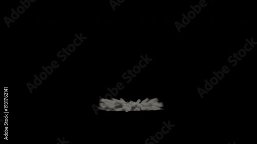 Dust cloud rising and settling on a black background, perfect for visual effects.